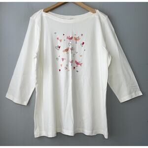 Christopher & Banks Embellished Tee Top Size Petite XL Valentines Day Love Birds